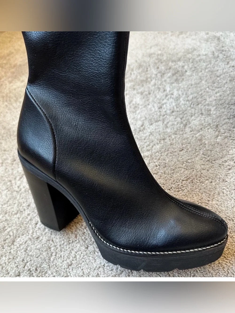 Free People Oakland Vegan Leather OTK Platform Boots Black 6.5